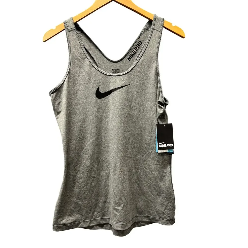 Nike Pro‎ Tank Top Womens Large Gray Dri Fit Competition Base Layer NEW